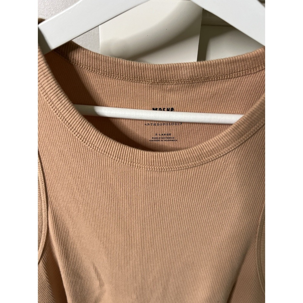 Maeve Anthropologie Racerback Ribbed Cotton Cropped Tank Tan Size XL - Picture 2 of 8